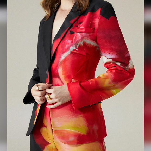 Loose Lapel Collar Long Sleeve Abstract Fashion Regular Blazers